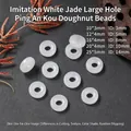 Exquise witte faux jade glazen donut kralen met groot gat voor het maken van sieraden - 16*4mm (Binnendiameter 8mm) / Imitatie Witte Jade Groot Gat Ping An Kou Ring