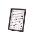 Wandkunst-Display mit 100 natürlichen Kristall-Mineralgesteinsproben im Rahmen - Englisch Weißer Hintergrund / 100 Mineralien Set / Schwarz