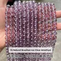 Perles d'améthyste naturelle 7A de qualité supérieure du Brésil pour bijoux DIY - 4mm / Style Transparent de Glace Brésilienne Grade 7A / 90 Pièces/Paquet / Violet