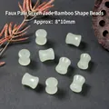 Lichtgroene imitatie jade bamboe kralen voor sieraden maken, 8x10mm maat - Bamboekralen / Lichtgroen