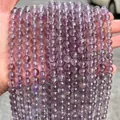 Perles rondes en améthyste violette naturelle pour la fabrication de bijoux - 6mm / Style Transparent de Glace Brésilienne Grade 5A / 60 Pièces / Violet