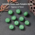 Premium groene pompoenvormige imitatie jade glaskralen voor DIY sieraden maken, 11x9mm. - Pompoen Kraal / Smaragdgroen