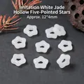 Holle stervormige imitatiewitte jade glazen kralen voor het maken van sieraden 12x4mm - Pentagram / crème