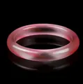 Elegante natuurlijke roze witte chalcedoon agaat armband met doorschijnende afwerking - Rose Gebrouwen Kattenoog Steen Armring