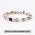 Bracciale di quarzo fantasma verde naturale 1A con inclusioni minerali - 6mm (Grado Naturale 1A) / Verde