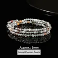 Bracciale di perle di quarzo fantasma verde naturale da 3 mm da donna - 6mm (Multigiro Naturale) / Multistrato / Verde