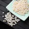 Hoogglanzende crème witte natuurlijke zoetwaterparels losse kralen met doorgaande gaten - Kralen met groot gat / 6-7mm (1.5mm Gat) / Natuurlijk Wit