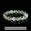 Bracelet en cristal fantôme vert naturel avec texture transparente et glacée - 7-8mm (3A Grade Naturel Glacé) / Vert