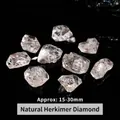 Φυσικοί κρύσταλλοι χαλαζία Herkimer diamond 15-30mm ακατέργαστες ακανόνιστες πέτρες - Ακανόνιστες χάντρες ελεύθερης μορφής / Διαμάντι Herkimer (Μεσαία Τρύπα)