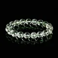 Bracelet de perles rondes en quartz fantôme vert naturel 4A de haute qualité - 7-8mm (Grade Naturel Glacé 4A) / Vert