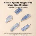 Pendentif en cyanite bleue naturelle avec bords argentés, d'environ 35-40 mm de long - Pendentif en Cyanite Brute Bordure Argentée / Bleu/Argent