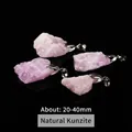 Pendentif en pierre de Kunzite rose naturelle brute avec bélière argentée pour bijoux - Pendentif en Kunzite Brute / Rose-Violet/Argent