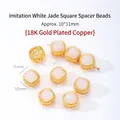 Quadratische Kunstjade-Zwischenperlen mit 18 Karat vergoldetem Kupfer für DIY-Schmuck - 10*11mm / Weiß (Imitationsweißjade)
