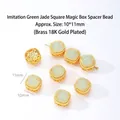 Quadratische 18K vergoldete Kupfertrennperle mit künstlichem grünem Jade für DIY-Schmuck - 10*11mm / Grün (Imitationsgrünjade)