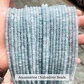 2mm aquamarine blue chalcedony abacus loose beads for DIY handmade jewelry crafting - Approx 4x2mm 145 Pieces/Pack / Optimized Aquamarine-Colored Chalcedony
