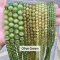Perles de œil-de-chat vert olive de qualité pour bijoux DIY en différentes tailles - 4mm 90 Pièces/Paquet / Vert olive N° 26