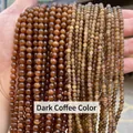 Perles rondes en pierre œil de chat café noir pour la création de bijoux DIY en fils - 4mm environ 90pcs / Café Foncé N° 27
