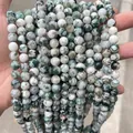 Perles rondes en agate mousse naturelle de qualité pour la création de bijoux DIY - 4mm (Environ 90 Pcs/Brin) / Pierre Dendritique Naturelle