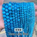 Perles rondes en pierre œil-de-chat bleu lac profond pour la création de bijoux DIY - 4mm environ 90pcs / Bleu Lac Profond N° 28