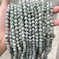 Rangs de perles en pierre naturelle vert clair à taches noires pour bijoux DIY créatifs - 4mm (Environ 90 Pcs/Brin) / Pierre Bleue de Tianshan Naturelle