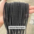 Natural black agate 2mm abacus loose beads for DIY necklaces and bracelets making - Abacus Beads / Approx 4x2mm 145 Pieces/Pack / Natural Black Agate Abacus Beads