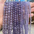 Perles rondes en œil de chat violet naturel pour la création de bijoux artisanaux - 6mm Environ 60 Pcs / Violet (N° 32)