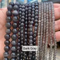 Perles en pierre œil de chat gris foncé de qualité pour la fabrication de bijoux DIY - 6mm Environ 60 Pcs / Gris Foncé (N° 34)