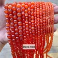 Perles rondes en pierre d'œil de chat rouge orangé pour la création de bijoux DIY - 6mm (60 Pièces/Paquet) / Grand Rouge (N° 20)
