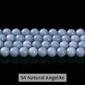 Perles rondes en pierre d'angélite bleue naturelle pour la fabrication de bijoux - 6mm (Environ 60 Pièces/Mèche) / Angélite Naturelle 5A