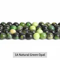 Perles d'opale verte naturelle de qualité 1A pour la fabrication de bijoux DIY - 4mm (Env. 90 pcs/brin) / Opale Verte Naturelle 1A