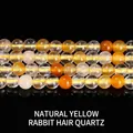 Natuurlijke geel konijnenhaar rutielkwarts ronde kralen voor DIY sieraden maken - Natuurlijk Geel Konijnenhaarkristal / 3mm (ongeveer 108 kralen)
