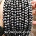 Perles de labradorite noires scintillantes naturelles de qualité 1A pour la création de bijoux - 6mm (Environ 60 Pièces/Mèche) / Larvikite Noire Naturelle