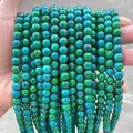 Cordes de perles rondes en pierre naturelle bleu-vert polie pour bijoux DIY - 4mm (Env. 90 pcs/brin) / Pierre de Phénix Synthétique