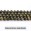 Perles rondes en pierre de soleil verte naturelle pour la création de bijoux DIY - 6mm (Environ 60 Pièces/Mèche) / Goldstone Vert Naturel