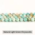 Perles rondes en pierre de phénix chrysocolle vert clair naturel pour bijoux DIY - 6mm (Environ 60 Pièces/Mèche) / Chrysocolle vert clair naturel