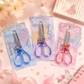 Set di 3 forbici di sicurezza a tema farfalla per bambini in rosa, blu e viola. - 6086 Serie Farfalla da Sogno / Colore Casuale