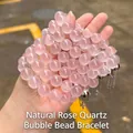 Natürliches Rosenquarz-Perlenarmband mit durchscheinenden rosa Kristallperlen - Natural Rose Quartz Bubble Bead Bracelet / 10mm