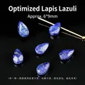 Facettierte blaue Lapislazuli Tropfenperlen 6x9mm für DIY Halsketten und Schmuckherstellung - Behandelter Lapislazuli (Facettierter Flacher Wassertropfen) / Einzelne Perle (Ca. 6x9mm)