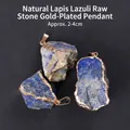 Natuurlijke lapis lazuli hanger met vintage gouden rand, variant van 2 tot 4 cm - Natuurlijk Lapis Lazuli Ruwe Steen Gouden Rand Hanger