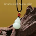 Pendentif gourde en jade vert Tianshan naturel avec cordon noir de 69 cm - Pendentif en Jade Calebasse Avec Cordon Noir