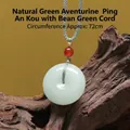 Natürlicher grüner Dongling-Jade-Donut-Anhänger mit verstellbarer grüner Kordel - Natürliche Grüne Aventurin Pingan Schnalle Grüne Kordel Halskette / Umfang ca. 72cm