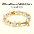 5A Natürliches Gelbes Turmquarz und Gold Rutilquarz Perlenarmband - Citrine & Golden Rutilated Quartz Beaded
