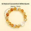 Elegante bracciale fatto a mano in citrino 5A e cristallo di rocca, perline da 10 mm - Citrine & Clear Quartz Irregular Beaded