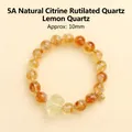 Bracciale di perline in citrina gialla naturale 10 mm con ciondolo a forma di zucca - Citrine & Lemon Quartz Gourd Style
