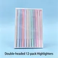 Set of 12 double-ended pastel highlighters with dual tips for student journaling - Double-ended 12 Colors (CY Pack)