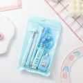 Cute cat paw stationery set with multi-color pen and eraser in a blue zip pouch - Cat Paw Series (WJTZ-02) / Blue