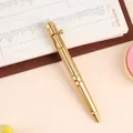 Detail view of golden bolt-action erasable pen with unique mechanical switch mechanism - 0.5 Erasable Crystal Blue / Gold Appearance