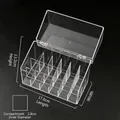 Clear acrylic 18-compartment lipstick storage box with dustproof lid for vanity desk - 18 Grids (With Lid)