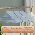 Non-slip seamless plastic coated clothes hangers in misty blue color for home closet organization - Regular Fit / Nordic Blue