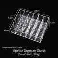 Transparent acrylic lipstick organizer with 24 grids for vanity desk makeup storage - 24 Grids Small (No Lid)
